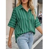 image:imageCicy Bell Womens Striped Button Down Shirts Short Sleeve Collared Dressy Casual Loose fit Tops Work Office BlousesDark Green