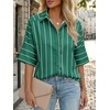 image:imageCicy Bell Womens Striped Button Down Shirts Short Sleeve Collared Dressy Casual Loose fit Tops Work Office BlousesDark Green