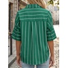 image:imageCicy Bell Womens Striped Button Down Shirts Short Sleeve Collared Dressy Casual Loose fit Tops Work Office BlousesDark Green