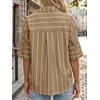 image:imageCicy Bell Womens Striped Button Down Shirts Short Sleeve Collared Dressy Casual Loose fit Tops Work Office BlousesKhaki
