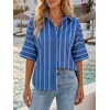 image:imageCicy Bell Womens Striped Button Down Shirts Short Sleeve Collared Dressy Casual Loose fit Tops Work Office BlousesNavy