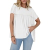 image:imageCicy Bell Womens Summer Babydoll Tunic Tops Pleated Short Sleeve Crew Neck Peplum T Shirts Casual Loose Fit Outfits White