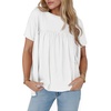 image:imageCicy Bell Womens Summer Babydoll Tunic Tops Pleated Short Sleeve Crew Neck Peplum T Shirts Casual Loose Fit Outfits White