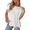 image:imageCicy Bell Womens Summer Babydoll Tunic Tops Pleated Short Sleeve Crew Neck Peplum T Shirts Casual Loose Fit Outfits White