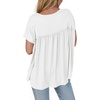 image:imageCicy Bell Womens Summer Babydoll Tunic Tops Pleated Short Sleeve Crew Neck Peplum T Shirts Casual Loose Fit Outfits White
