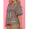 image:imageCicy Bell Womens Summer Floral Babydoll Tops V Neck Short Lantern Sleeve Shirts Cute Loose Fit Flowy BlousesLeopard Print