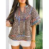 image:imageCicy Bell Womens Summer Floral Babydoll Tops V Neck Short Lantern Sleeve Shirts Cute Loose Fit Flowy BlousesLeopard Print
