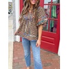 image:imageCicy Bell Womens Summer Floral Babydoll Tops V Neck Short Lantern Sleeve Shirts Cute Loose Fit Flowy BlousesLeopard Print