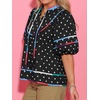 image:imageCicy Bell Womens Summer Floral Babydoll Tops V Neck Short Lantern Sleeve Shirts Cute Loose Fit Flowy BlousesPolka Dot Blackwhite