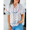 image:imageCicy Bell Womens Summer Floral Babydoll Tops V Neck Short Lantern Sleeve Shirts Cute Loose Fit Flowy BlousesPolka Dot Whiteblack