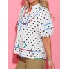 image:imageCicy Bell Womens Summer Floral Babydoll Tops V Neck Short Lantern Sleeve Shirts Cute Loose Fit Flowy BlousesPolka Dot Whiteblack