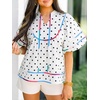 image:imageCicy Bell Womens Summer Floral Babydoll Tops V Neck Short Lantern Sleeve Shirts Cute Loose Fit Flowy BlousesPolka Dot Whiteblack