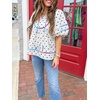image:imageCicy Bell Womens Summer Floral Babydoll Tops V Neck Short Lantern Sleeve Shirts Cute Loose Fit Flowy BlousesPolka Dot Whiteblack