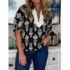 image:imageCicy Bell Womens Summer Floral Blouses V Neck Puff Half Sleeve Boho Tops Color Block Dressy Casual ShirtsBlack
