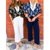 image:imageCicy Bell Womens Summer Floral Blouses V Neck Puff Half Sleeve Boho Tops Color Block Dressy Casual ShirtsBlack