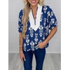 image:imageCicy Bell Womens Summer Floral Blouses V Neck Puff Half Sleeve Boho Tops Color Block Dressy Casual ShirtsDark Blue