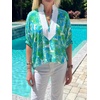 image:imageCicy Bell Womens Summer Floral Blouses V Neck Puff Half Sleeve Boho Tops Color Block Dressy Casual ShirtsGreen