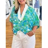 image:imageCicy Bell Womens Summer Floral Blouses V Neck Puff Half Sleeve Boho Tops Color Block Dressy Casual ShirtsGreen