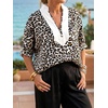image:imageCicy Bell Womens Summer Floral Blouses V Neck Puff Half Sleeve Boho Tops Color Block Dressy Casual ShirtsLeopard Print