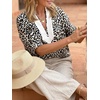 image:imageCicy Bell Womens Summer Floral Blouses V Neck Puff Half Sleeve Boho Tops Color Block Dressy Casual ShirtsLeopard Print