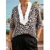 image:imageCicy Bell Womens Summer Floral Blouses V Neck Puff Half Sleeve Boho Tops Color Block Dressy Casual ShirtsLeopard Print