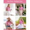 image:imageCicy Bell Womens Summer Gingham Tops Puff Short Sleeve Ruffle V Neck Button Blouse Casual Loose Fit Plaid ShirtsNavy