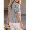 image:imageCicy Bell Womens Summer Gingham Tops Puff Short Sleeve Ruffle V Neck Button Blouse Casual Loose Fit Plaid ShirtsStripeblack