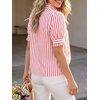 image:imageCicy Bell Womens Summer Gingham Tops Puff Short Sleeve Ruffle V Neck Button Blouse Casual Loose Fit Plaid ShirtsStripeburgundy