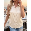 image:imageCicy Bell Womens Summer Satin Tank Tops Silky Casual Dressy V Neck Sleeveless Button Down Shirts Loose Fit Work BlousesBeige