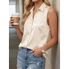 image:imageCicy Bell Womens Summer Satin Tank Tops Silky Casual Dressy V Neck Sleeveless Button Down Shirts Loose Fit Work BlousesBeige