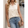 image:imageCicy Bell Womens Summer Satin Tank Tops Silky Casual Dressy V Neck Sleeveless Button Down Shirts Loose Fit Work BlousesBeige