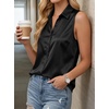 image:imageCicy Bell Womens Summer Satin Tank Tops Silky Casual Dressy V Neck Sleeveless Button Down Shirts Loose Fit Work BlousesBlack