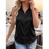 image:imageCicy Bell Womens Summer Satin Tank Tops Silky Casual Dressy V Neck Sleeveless Button Down Shirts Loose Fit Work BlousesBlack
