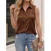 image:imageCicy Bell Womens Summer Satin Tank Tops Silky Casual Dressy V Neck Sleeveless Button Down Shirts Loose Fit Work BlousesBrown