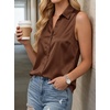 image:imageCicy Bell Womens Summer Satin Tank Tops Silky Casual Dressy V Neck Sleeveless Button Down Shirts Loose Fit Work BlousesBrown