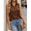 image:imageCicy Bell Womens Summer Satin Tank Tops Silky Casual Dressy V Neck Sleeveless Button Down Shirts Loose Fit Work BlousesBrown