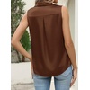 image:imageCicy Bell Womens Summer Satin Tank Tops Silky Casual Dressy V Neck Sleeveless Button Down Shirts Loose Fit Work BlousesBrown