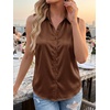 image:imageCicy Bell Womens Summer Satin Tank Tops Silky Casual Dressy V Neck Sleeveless Button Down Shirts Loose Fit Work BlousesBrown