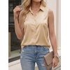 image:imageCicy Bell Womens Summer Satin Tank Tops Silky Casual Dressy V Neck Sleeveless Button Down Shirts Loose Fit Work BlousesKhaki