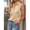 image:imageCicy Bell Womens Summer Satin Tank Tops Silky Casual Dressy V Neck Sleeveless Button Down Shirts Loose Fit Work BlousesKhaki