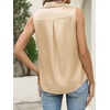 image:imageCicy Bell Womens Summer Satin Tank Tops Silky Casual Dressy V Neck Sleeveless Button Down Shirts Loose Fit Work BlousesKhaki