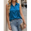 image:imageCicy Bell Womens Summer Satin Tank Tops Silky Casual Dressy V Neck Sleeveless Button Down Shirts Loose Fit Work BlousesLake Blue