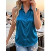 image:imageCicy Bell Womens Summer Satin Tank Tops Silky Casual Dressy V Neck Sleeveless Button Down Shirts Loose Fit Work BlousesLake Blue