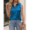 image:imageCicy Bell Womens Summer Satin Tank Tops Silky Casual Dressy V Neck Sleeveless Button Down Shirts Loose Fit Work BlousesLake Blue