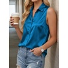image:imageCicy Bell Womens Summer Satin Tank Tops Silky Casual Dressy V Neck Sleeveless Button Down Shirts Loose Fit Work BlousesLake Blue