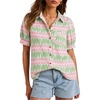 image:imageCicy Bell Womens Puff Short Sleeve Button Down Shirts Summer Casual Collared V Neck Blouse Linen Loose Fit Work TopsFloral Light Pink