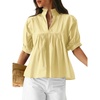 image:imageCicy Bell Womens Puff Sleeve V Neck Blouse Babydoll Peplum Tops Dressy Casual Pleated Loose Fit ShirtsLight Yellow