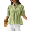 image:imageCicy Bell Womens Puff Sleeve V Neck Blouse Babydoll Peplum Tops Dressy Casual Pleated Loose Fit ShirtsMint Green