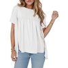 image:imageCicy Bell Womens Summer Babydoll Tunic Tops Pleated Short Sleeve Crew Neck Peplum T Shirts Casual Loose Fit Outfits White