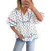 image:imageCicy Bell Womens Summer Floral Babydoll Tops V Neck Short Lantern Sleeve Shirts Cute Loose Fit Flowy BlousesPolka Dot Whiteblack